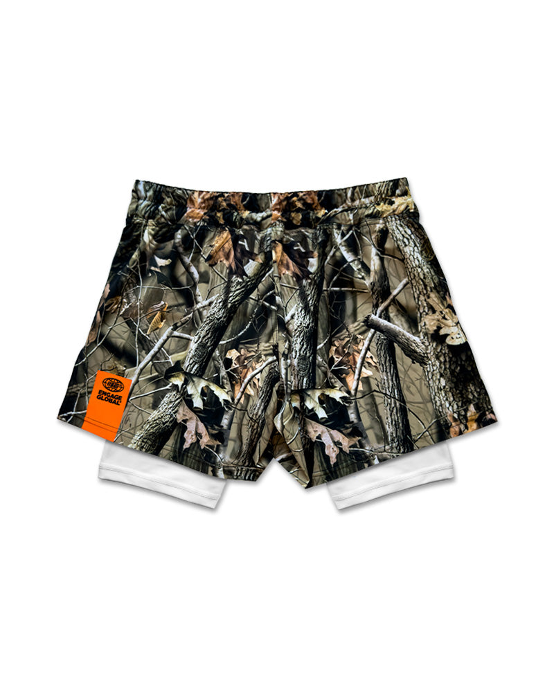 Shorts de luta 2 em 1 com camuflagem real